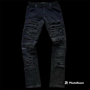 Men's Distressed Black Slim Jeans